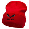 Butcher Embroidered 12 Inch Long Knitted Beanie - Red OSFM