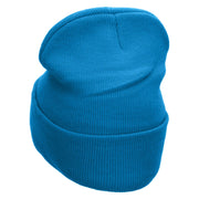 Butcher Embroidered 12 Inch Long Knitted Beanie - Aqua OSFM