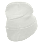 Butcher Embroidered 12 Inch Long Knitted Beanie - White OSFM