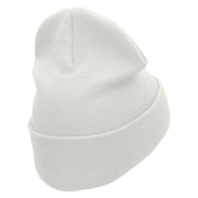 Farmer Embroidered 12 Inch Long Knitted Beanie - White OSFM