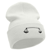 Farmer Embroidered 12 Inch Long Knitted Beanie - White OSFM