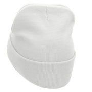 Law Embroidered 12 inch Acrylic Cuffed Long Beanie - White OSFM