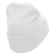 Law Embroidered 12 inch Acrylic Cuffed Long Beanie - White OSFM