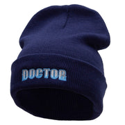 Doctor Embroidered 12 inch Acrylic Cuffed Long Beanie - Navy OSFM