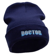 Doctor Embroidered 12 inch Acrylic Cuffed Long Beanie - Navy OSFM