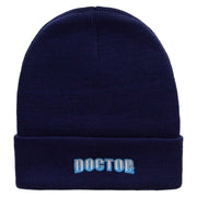 Doctor Embroidered 12 inch Acrylic Cuffed Long Beanie - Navy OSFM