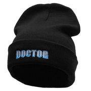 Doctor Embroidered 12 inch Acrylic Cuffed Long Beanie - Black OSFM