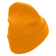 Three Jets Embroidered 12 Inch Long Knitted Beanie - Yellow OSFM