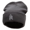 Sacred Triangles Embroidered 12 inch Acrylic Cuffed Long Beanie - Charcoal OSFM