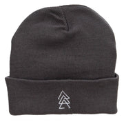 Sacred Triangles Embroidered 12 inch Acrylic Cuffed Long Beanie - Charcoal OSFM