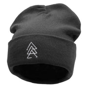 Sacred Triangles Embroidered 12 inch Acrylic Cuffed Long Beanie - Black OSFM