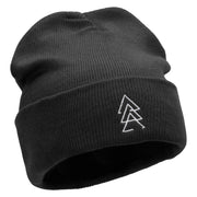 Sacred Triangles Embroidered 12 inch Acrylic Cuffed Long Beanie - Black OSFM