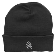 Sacred Triangles Embroidered 12 inch Acrylic Cuffed Long Beanie - Black OSFM