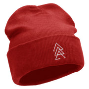 Sacred Triangles Embroidered 12 inch Acrylic Cuffed Long Beanie - Red OSFM