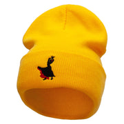 Flamenco Dancer Embroidered 12 Inch Long Knitted Beanie - Yellow OSFM