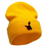 Flamenco Dancer Embroidered 12 Inch Long Knitted Beanie - Yellow OSFM