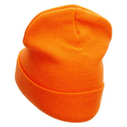 Nerd Embroidered 12 Inch Long Knitted Beanie - Orange OSFM