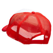 Level Up Embroidered Two Tone Polyester 5 Panel Foam Front Mesh Back Cap - White-Red OSFM