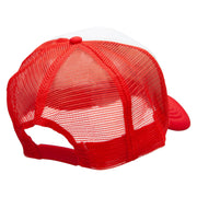 Level Up Embroidered Two Tone Polyester 5 Panel Foam Front Mesh Back Cap - White-Red OSFM