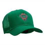 Catcher Mask Logo Embroidered Twill Mesh Cap