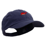 Cute Little Crab Embroidered Low Profile Dyed Cotton Twill Cap - Navy OSFM