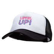 Level Up Embroidered Two Tone Polyester 5 Panel Foam Front Mesh Back Cap - Black-White OSFM