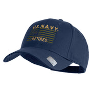 US Navy Retired Flag Embroidered Solid Cotton Twill Low Profile Strap Cap - Navy OSFM