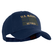 US Navy Retired Flag Embroidered Solid Cotton Twill Low Profile Strap Cap - Navy OSFM
