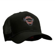 Catcher Mask Logo Embroidered Twill Mesh Cap