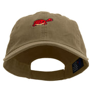 Cute Little Crab Embroidered Low Profile Dyed Cotton Twill Cap - Khaki OSFM