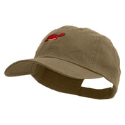 Cute Little Crab Embroidered Low Profile Dyed Cotton Twill Cap - Khaki OSFM