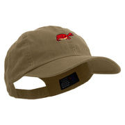 Cute Little Crab Embroidered Low Profile Dyed Cotton Twill Cap - Khaki OSFM