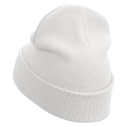 Bar Pirate Embroidered 12 inch Acrylic Cuffed Long Beanie - White OSFM