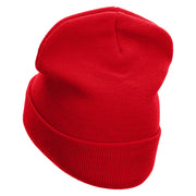 Nerd Embroidered 12 Inch Long Knitted Beanie - Red OSFM