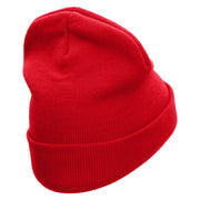 Nerd Embroidered 12 Inch Long Knitted Beanie - Red OSFM