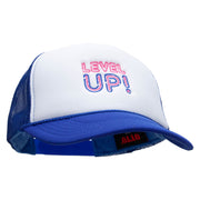 Level Up Embroidered Two Tone Polyester 5 Panel Foam Front Mesh Back Cap - Royal-White OSFM