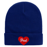 Father Day with Heart Embroidered 12 Inch Long Knitted Beanie - Royal OSFM