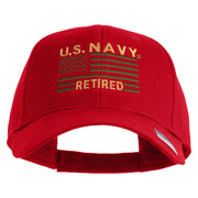 US Navy Retired Flag Embroidered Solid Cotton Twill Low Profile Strap Cap - Red OSFM