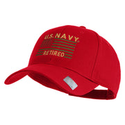 US Navy Retired Flag Embroidered Solid Cotton Twill Low Profile Strap Cap - Red OSFM