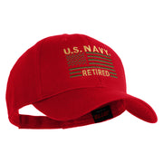 US Navy Retired Flag Embroidered Solid Cotton Twill Low Profile Strap Cap - Red OSFM