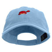 Cute Little Crab Embroidered Low Profile Dyed Cotton Twill Cap - Sky-Blue OSFM