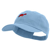 Cute Little Crab Embroidered Low Profile Dyed Cotton Twill Cap - Sky-Blue OSFM