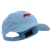 Cute Little Crab Embroidered Low Profile Dyed Cotton Twill Cap - Sky-Blue OSFM