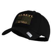 US Navy Retired Flag Embroidered Solid Cotton Twill Low Profile Strap Cap - Black OSFM