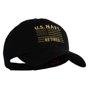 US Navy Retired Flag Embroidered Solid Cotton Twill Low Profile Strap Cap - Black OSFM