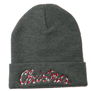 Christmas Embroidered Long Cuff Beanie