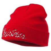 Christmas Embroidered Long Cuff Beanie