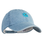 Mirrored Spiral Pinwheel Flower Iron On Patched Denim Cap - Light blue OSFM