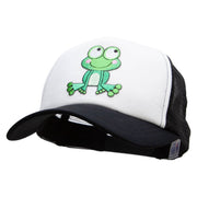 Cute Bulgey Eyed Frog Cotton Trucker Cap - Black OSFM