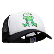 Cute Bulgey Eyed Frog Cotton Trucker Cap - Black OSFM